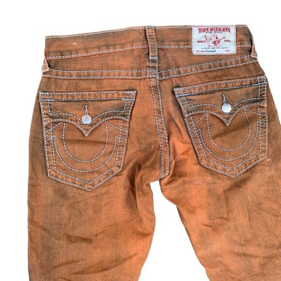 Rare True Religion Jeans Size 30 STRAIGHT Orange Stitch - Picture 7 of 7